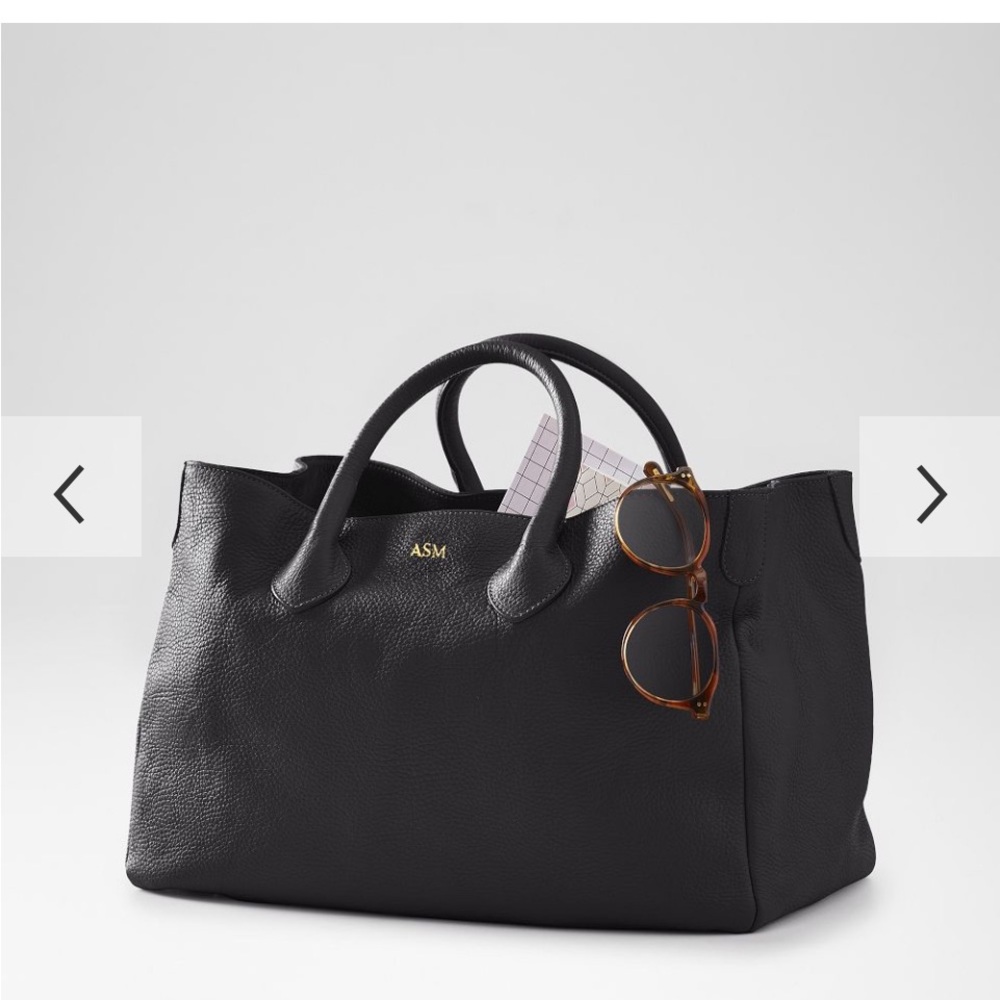Mark and Graham Elisabetta Tote Black Pebbled Leather